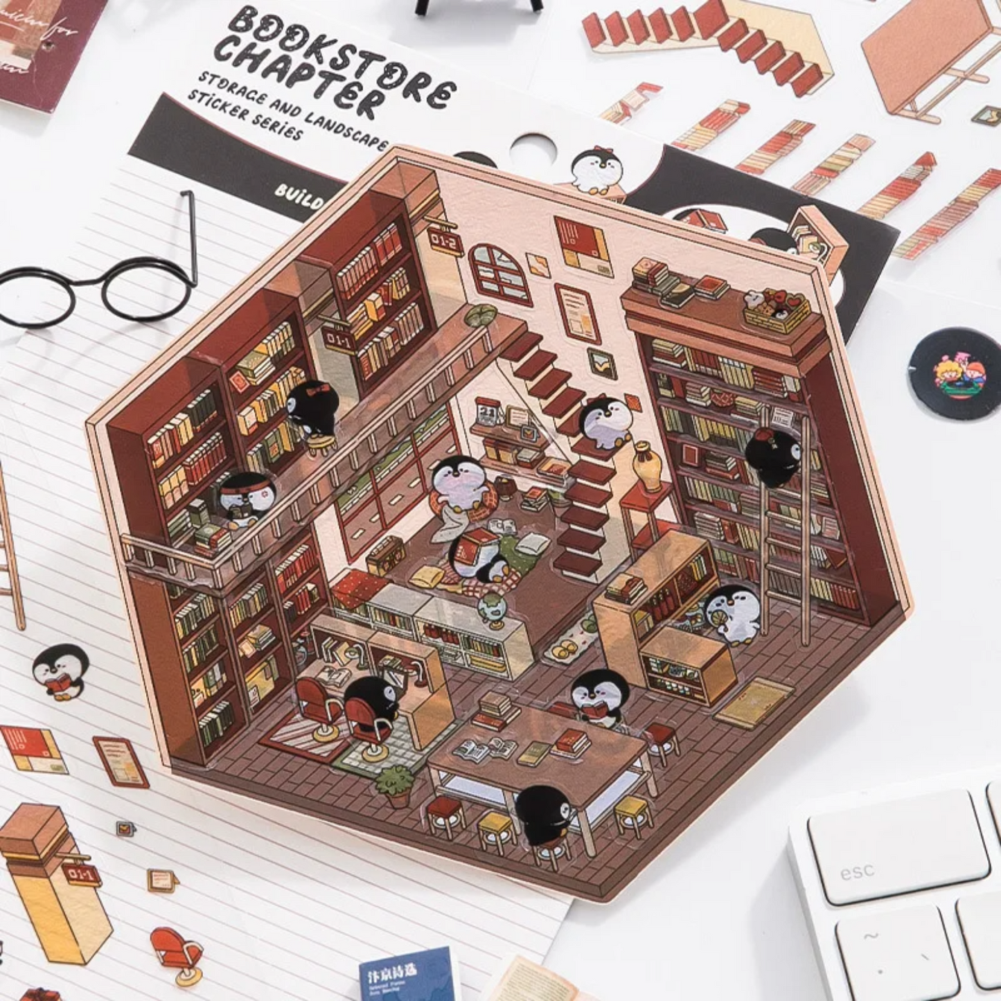 Set Exclusiv de 4 Autocolante 3D, pentru Peisaje, Cu Penseta