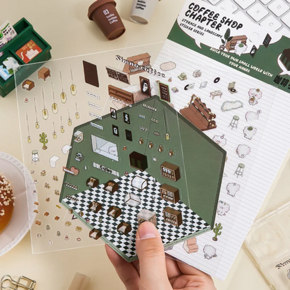 Set Exclusiv de 4 Autocolante 3D, pentru Peisaje, Cu Penseta