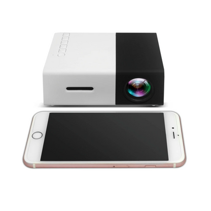 Mini Proiector Portabil YG300, Culoare Alb si Negru, Proiectie Directa HD, 1080p, LED, Compact si Usor