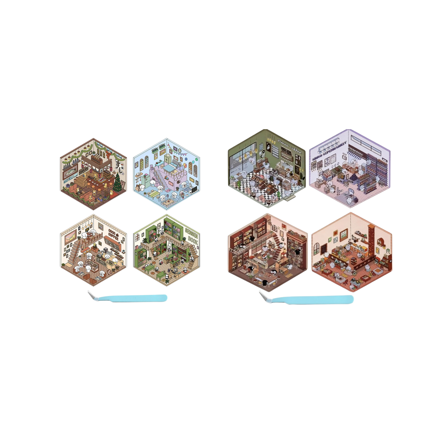 Set Exclusiv de 4 Autocolante 3D, pentru Peisaje, Cu Penseta